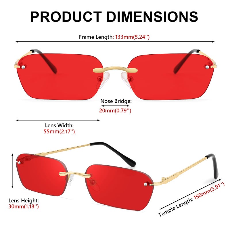 FEISEDY Rimless Sunglasses Y2K Sunglasses Retro Small Narrow Clear Eyewear Vintage Rectangle for Women Men B2643 - Image 4